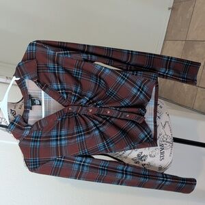 Just Polly cropped flannel long sleeve